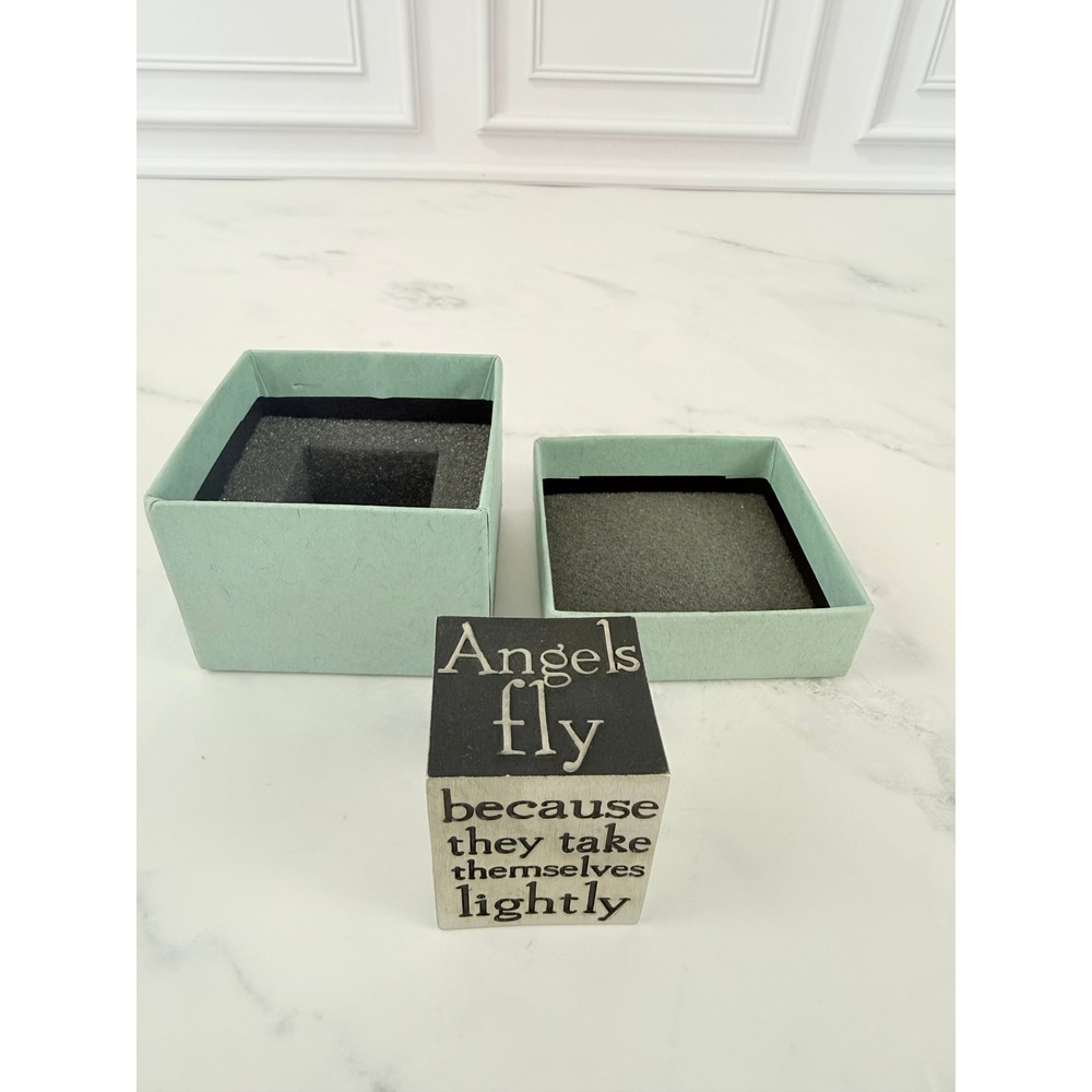 VTG NIB Vilmain 2007 Pewter Paperweight Cube "Angles Fly" 1‎ 5/8" Tall